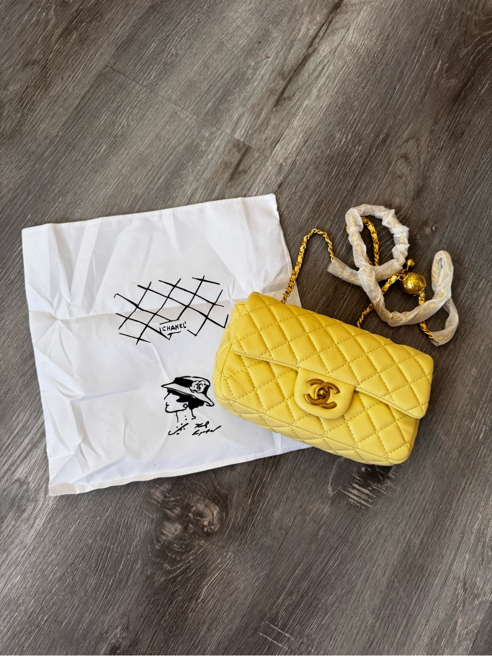 Butter Yellow Quilted Mini Flap Crossbody with Gold Chain